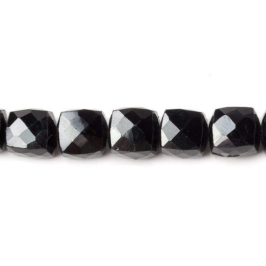 6-6.5mm Black Spinel faceted cube beads 8 inch 31 beads
