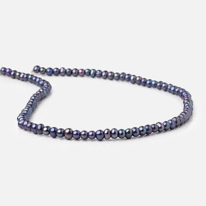 6-6.5mm Dark Purplish Blue Off Round 2.5mm Large Hole Pearls 15 inch 90 pieces