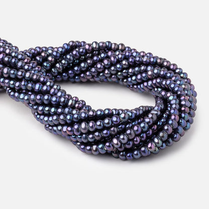 6-6.5mm Dark Purplish Blue Off Round 2.5mm Large Hole Pearls 15 inch 90 pieces