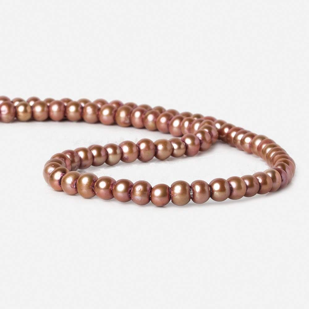 6-6.5mm Dark Rose Champagne Large Hole Off Round Freshwater Pearl 2.5mm drill hole 16 inch 75 pieces