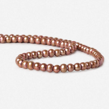 6-6.5mm Dark Rose Champagne Large Hole Off Round Freshwater Pearl 2.5mm drill hole 16 inch 75 pieces