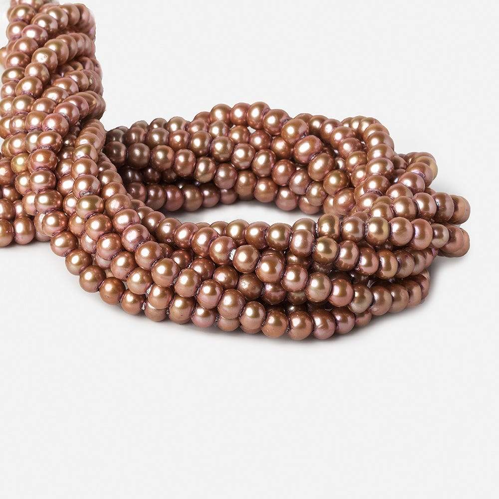 6-6.5mm Dark Rose Champagne Large Hole Off Round Freshwater Pearl 2.5mm drill hole 16 inch 75 pieces