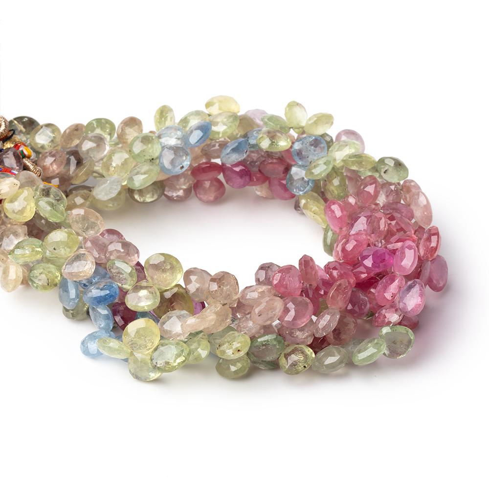 6-7mm Fancy Sapphire Faceted Heart Beads 8 inch 66 pieces