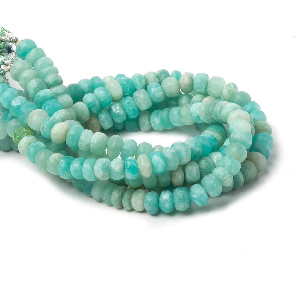 6-6.5mm Matte Amazonite plain rondelle beads 7.5 inch 46 pieces