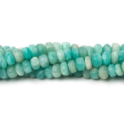 6-6.5mm Matte Amazonite plain rondelle beads 7.5 inch 46 pieces