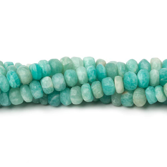 6-6.5mm Matte Amazonite plain rondelle beads 7.5 inch 46 pieces