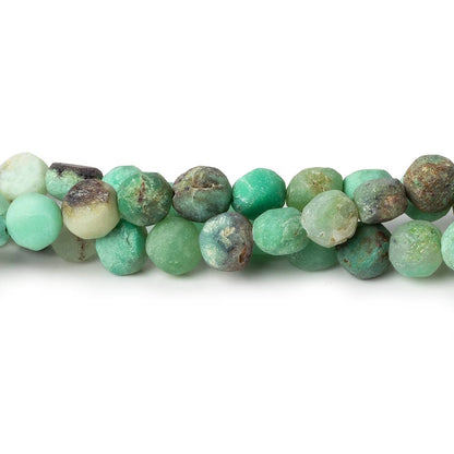 6-6.5mm Matte Chrysoprase & Matrix plain coins 7.5 inch 32 beads A