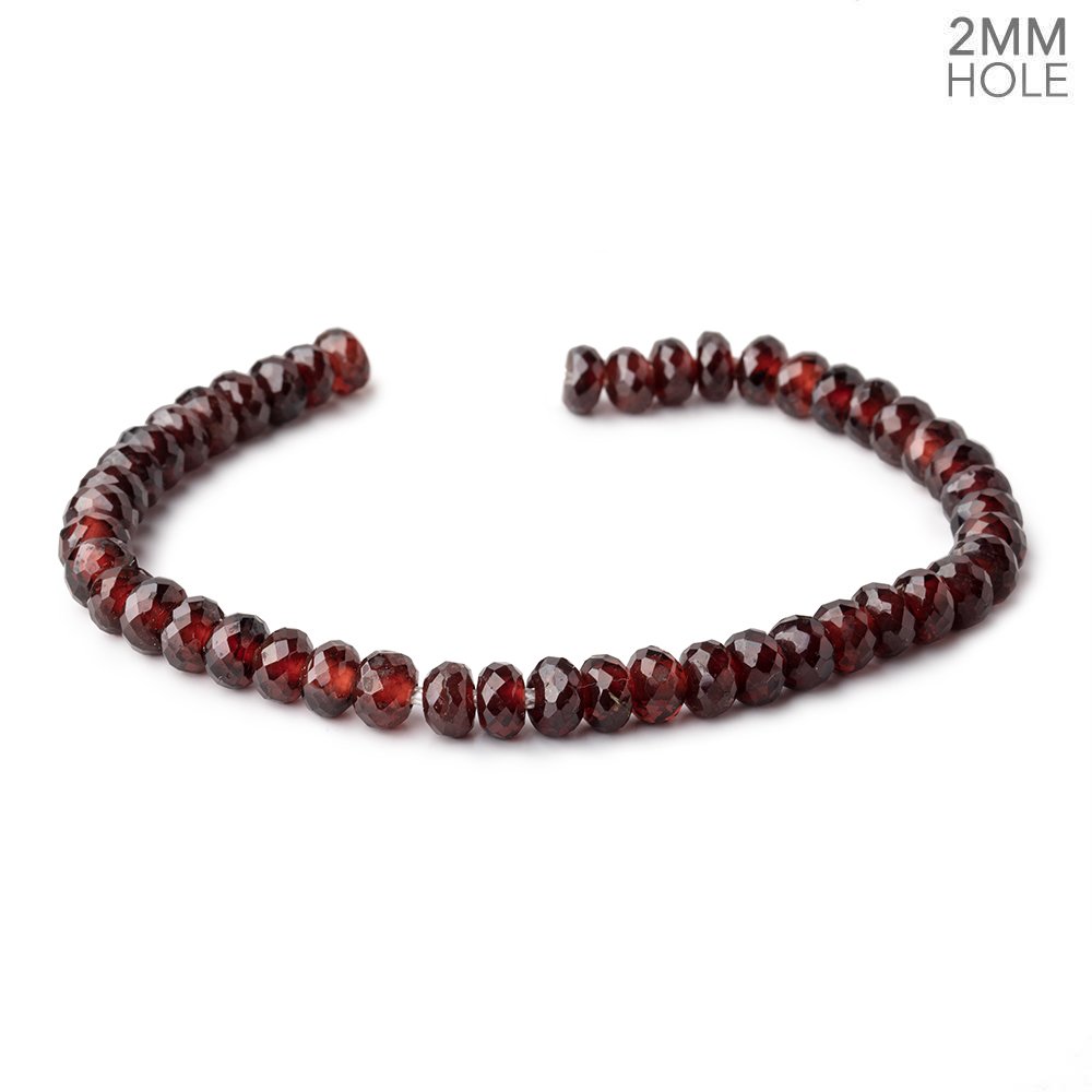6-6.5mm Mozambique Garnet 2mm Large Hole Faceted Rondelles 8 inch 42 Beads