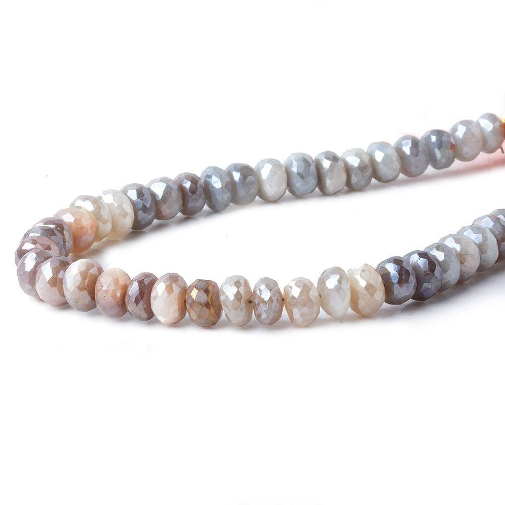 6-6.5mm Mystic Multi Color Moonstone faceted rondelles 8 inch 45 beads A