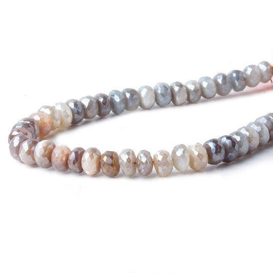 6-6.5mm Mystic Multi Color Moonstone faceted rondelles 8 inch 45 beads A