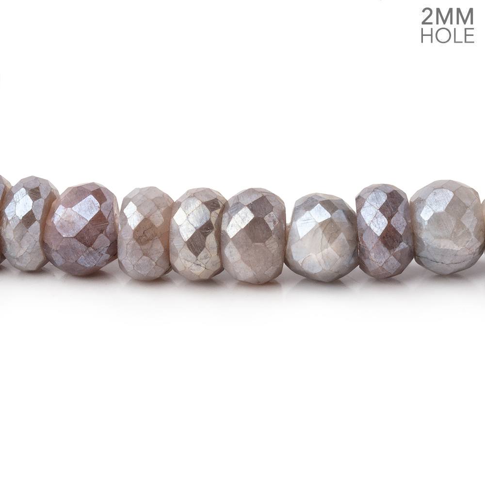 6-6.5mm Mystic Reddish Gray Moonstone 2mm Large Hole Faceted Rondelles 8 inch 50 Beads
