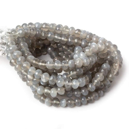 6-6.5mm Platinum Grey Moonstone Micro-faceted rondelles 15 inch 73 beads AAA