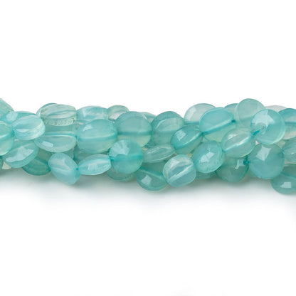 6-6.5mm Seafoam Blue Chalcedony Faceted Coin Beads 13 inch 50 pieces