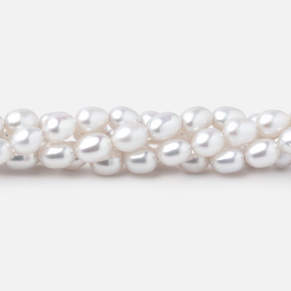 6-6.5mm Silvery White Oval Freshwater Pearls 16.5 inch 65 Beads