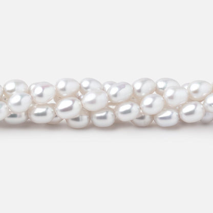 6-6.5mm Silvery White Oval Freshwater Pearls 16.5 inch 65 Beads