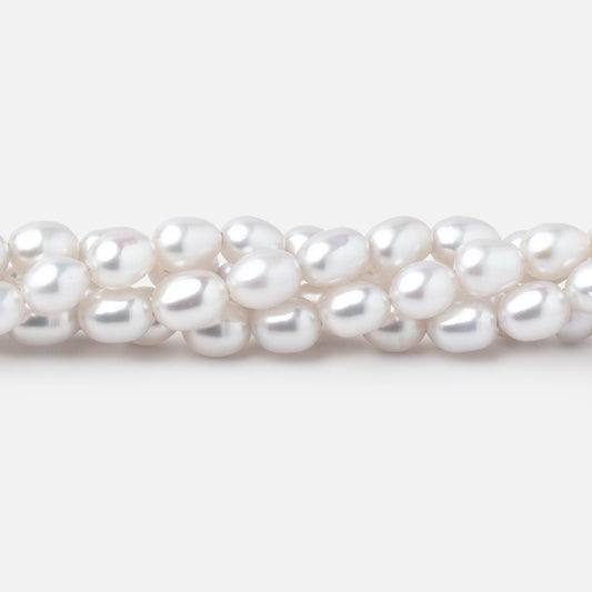 6-6.5mm Silvery White Oval Freshwater Pearls 16.5 inch 65 Beads