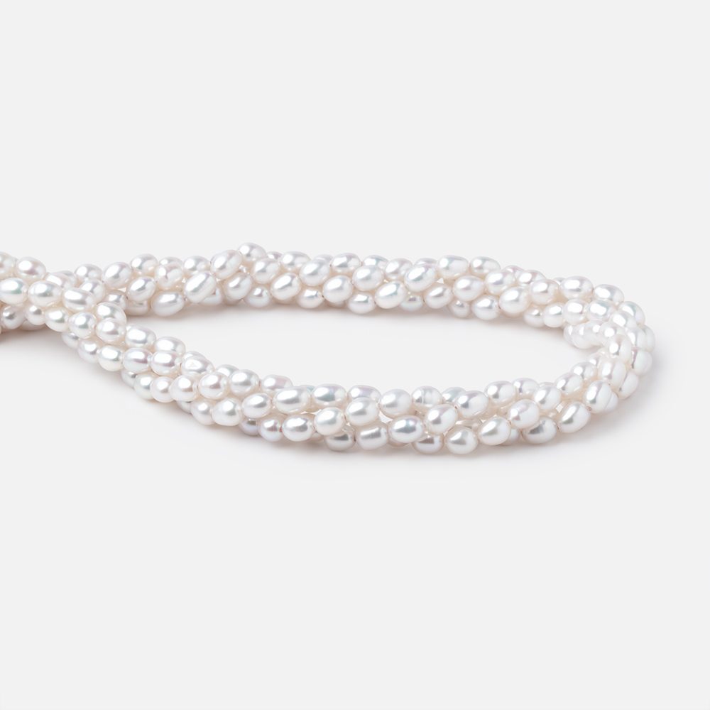 6-6.5mm Silvery White Oval Freshwater Pearls 16.5 inch 65 Beads