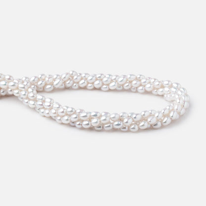 6-6.5mm Silvery White Oval Freshwater Pearls 16.5 inch 65 Beads