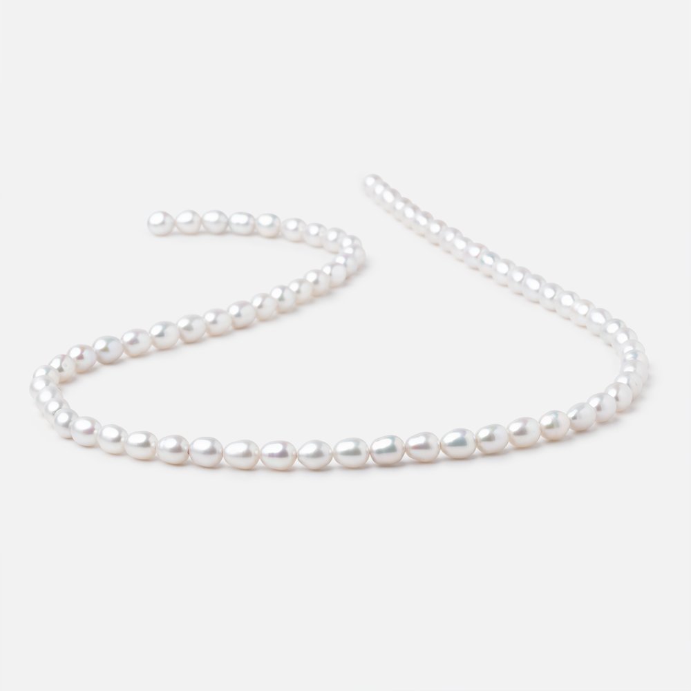 6-6.5mm Silvery White Oval Freshwater Pearls 16.5 inch 65 Beads