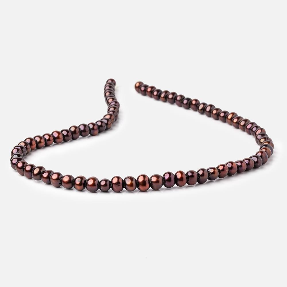 6-7.5mm Cherry Brown Off Round 2.5mm Large Hole Pearls 15 inch 75 pieces