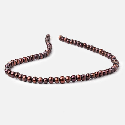 6-7.5mm Cherry Brown Off Round 2.5mm Large Hole Pearls 15 inch 75 pieces