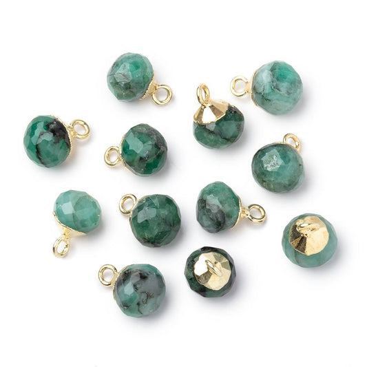 6-7.5mm Gold Leafed Emerald Faceted Candy Kiss Focal 1 piece
