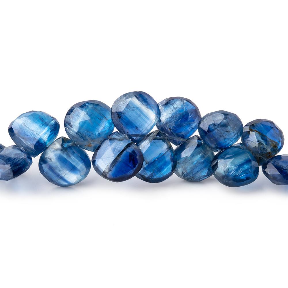 6-7.5mm Kyanite Faceted Heart Beads 7.5 inch 56 pieces AA