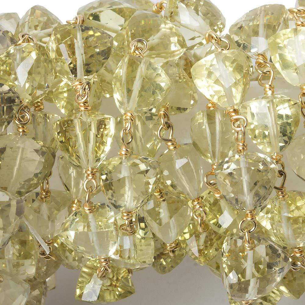 6-7.5mm Lemon Quartz faceted trillion Vermeil Chain by the foot 25 beads