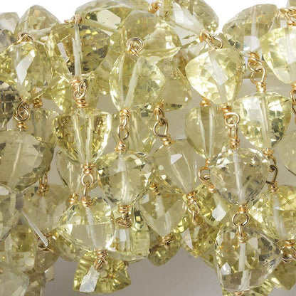 6-7.5mm Lemon Quartz faceted trillion Vermeil Chain by the foot 25 beads