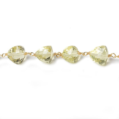 6-7.5mm Lemon Quartz faceted trillion Vermeil Chain by the foot 25 beads