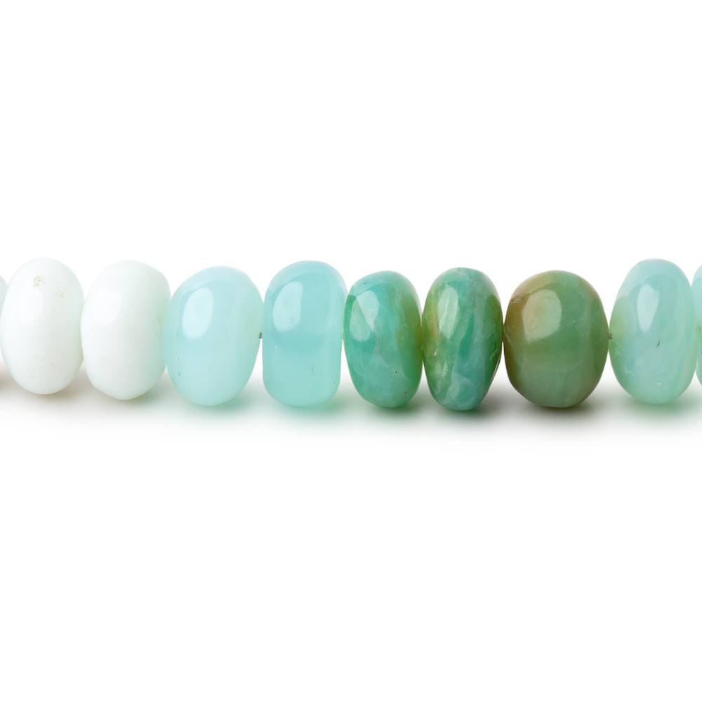 6-7.5mm Mint Blue Peruvian Opal plain rondelle beads 18 inch 87 pieces AA