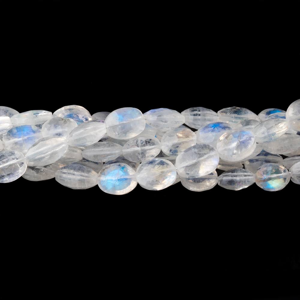6-7.5mm Rainbow Moonstone Faceted Oval Beads 16 inch 57 pieces AAA