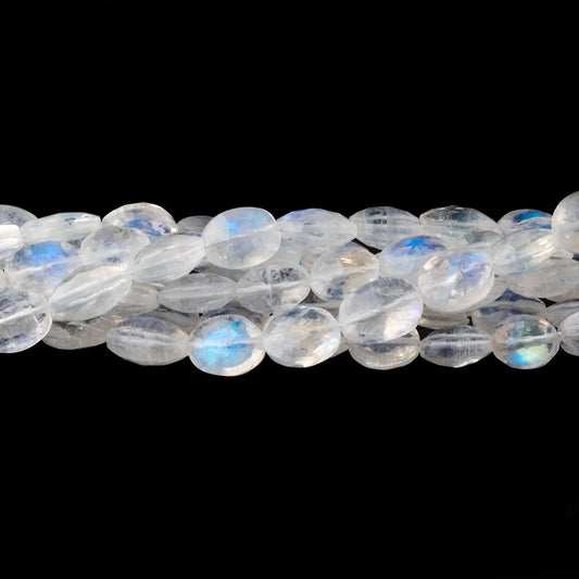 6-7.5mm Rainbow Moonstone Faceted Oval Beads 16 inch 57 pieces AAA