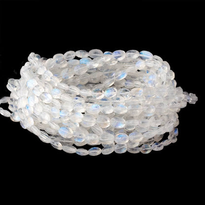 6-7.5mm Rainbow Moonstone Faceted Oval Beads 16 inch 57 pieces AAA