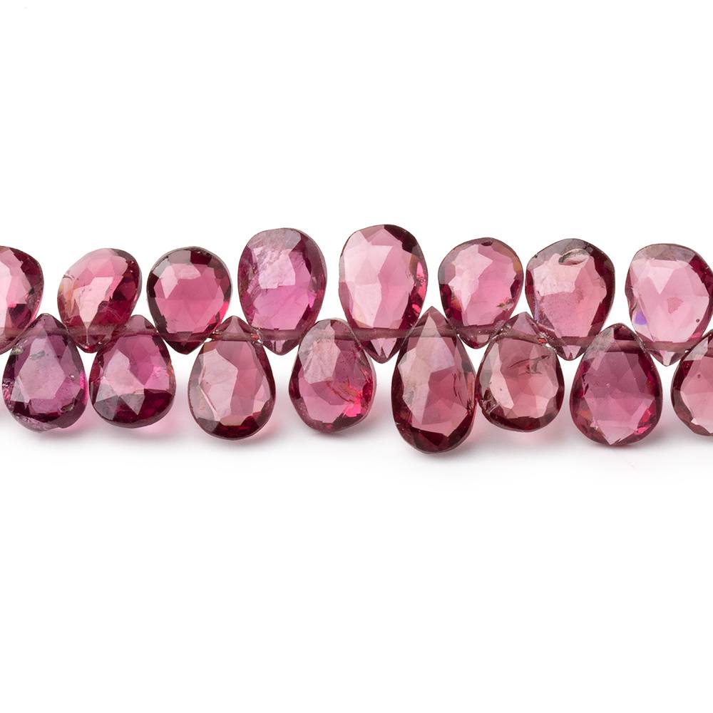 6-7.5mm Rhodolite Garnet Faceted Pear Beads 8 inch 70 pieces