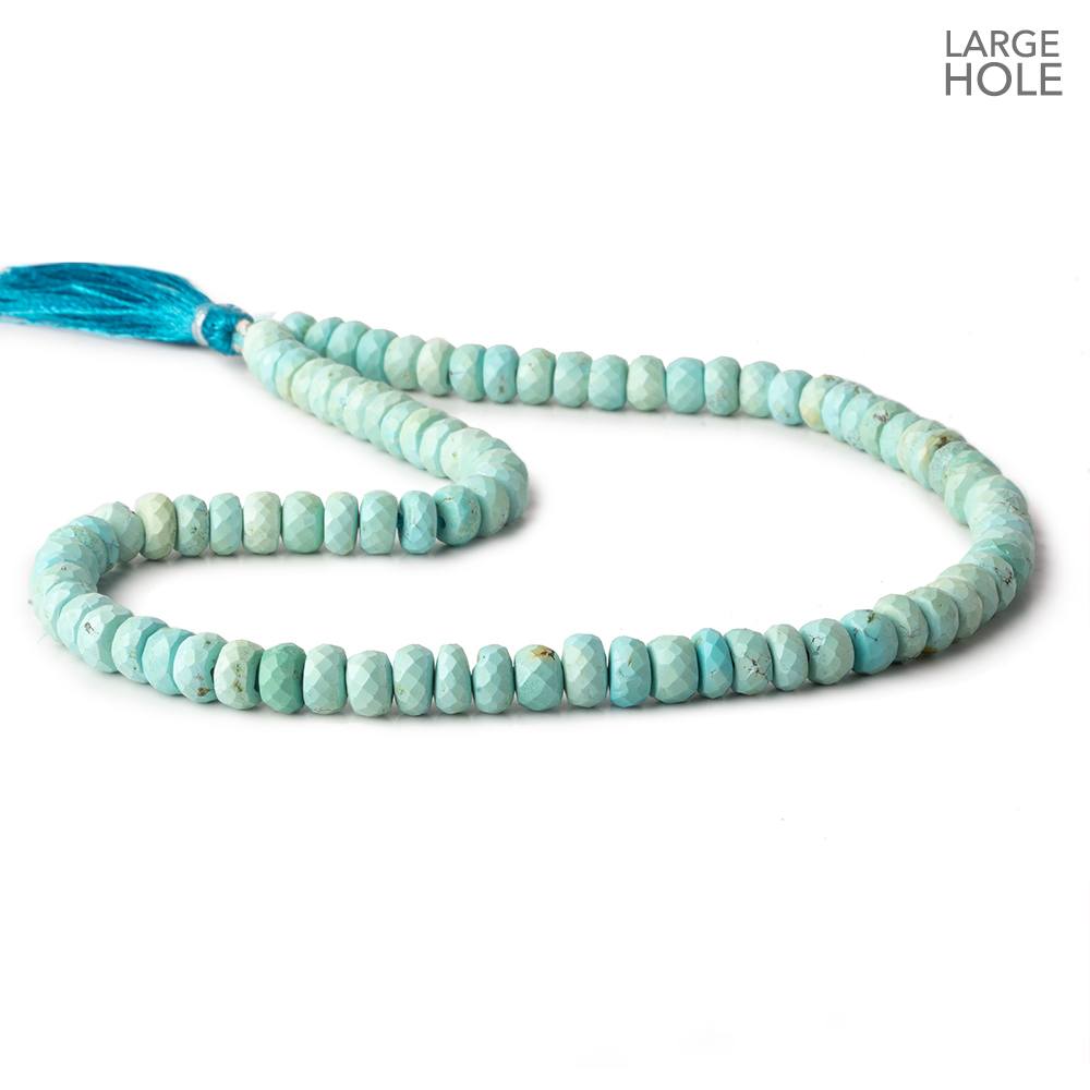 6-7.5mm Turquoise large hole faceted rondelle beads 16 inch 95 beads