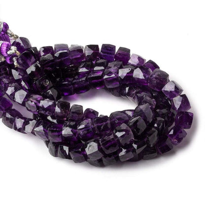 6-7mm Amethyst Faceted Cube Beads 8 inch 30 pieces