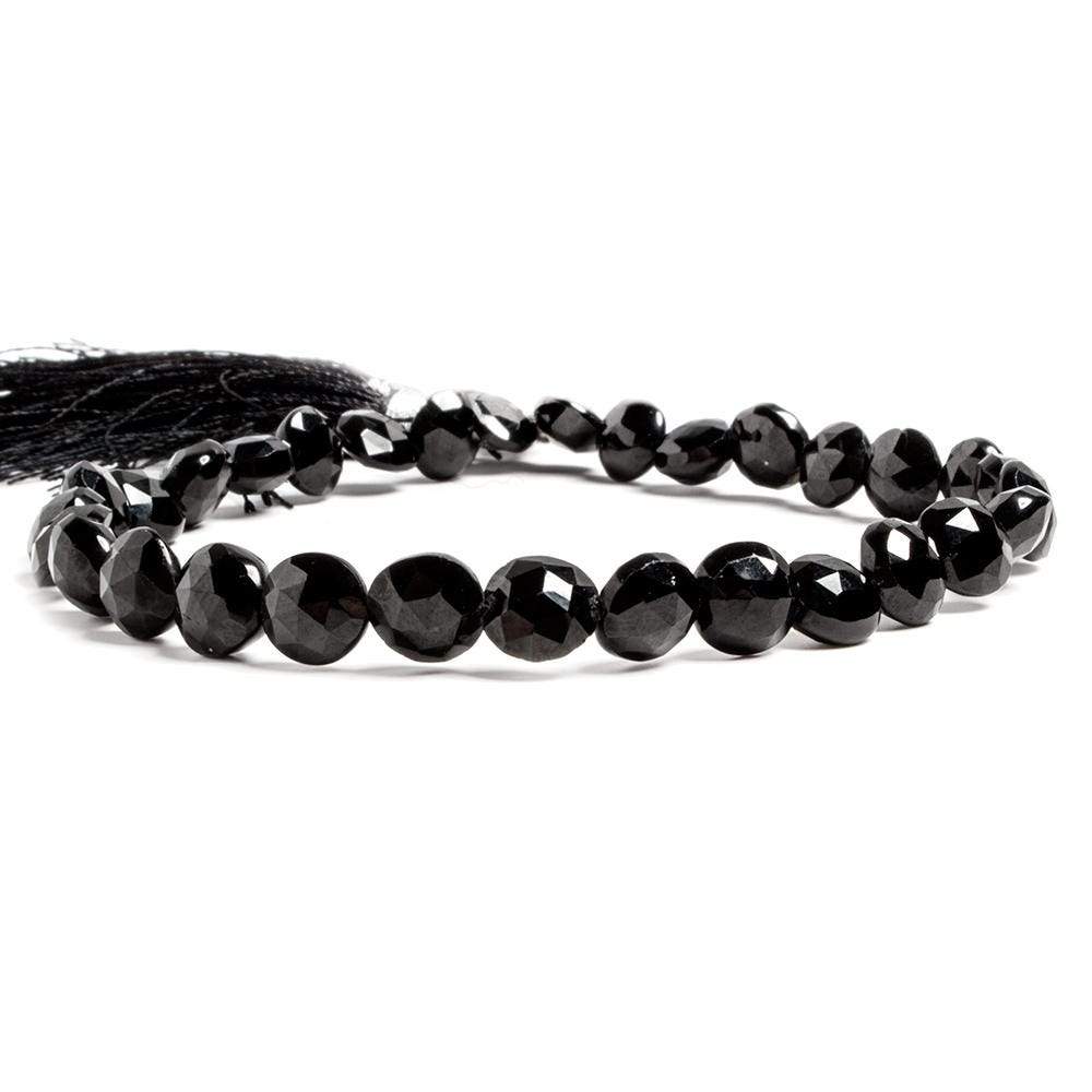 6-7mm Black Spinel Faceted Coin 8 Inch 30 pieces