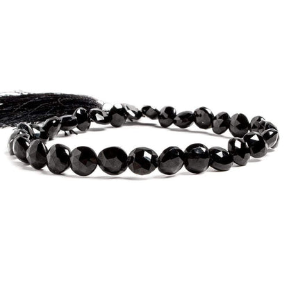 6-7mm Black Spinel Faceted Coin 8 Inch 30 pieces