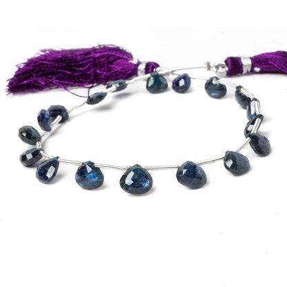 6-7mm Blue Sapphire Faceted Heart Briolettes 8 inch 17 beads A
