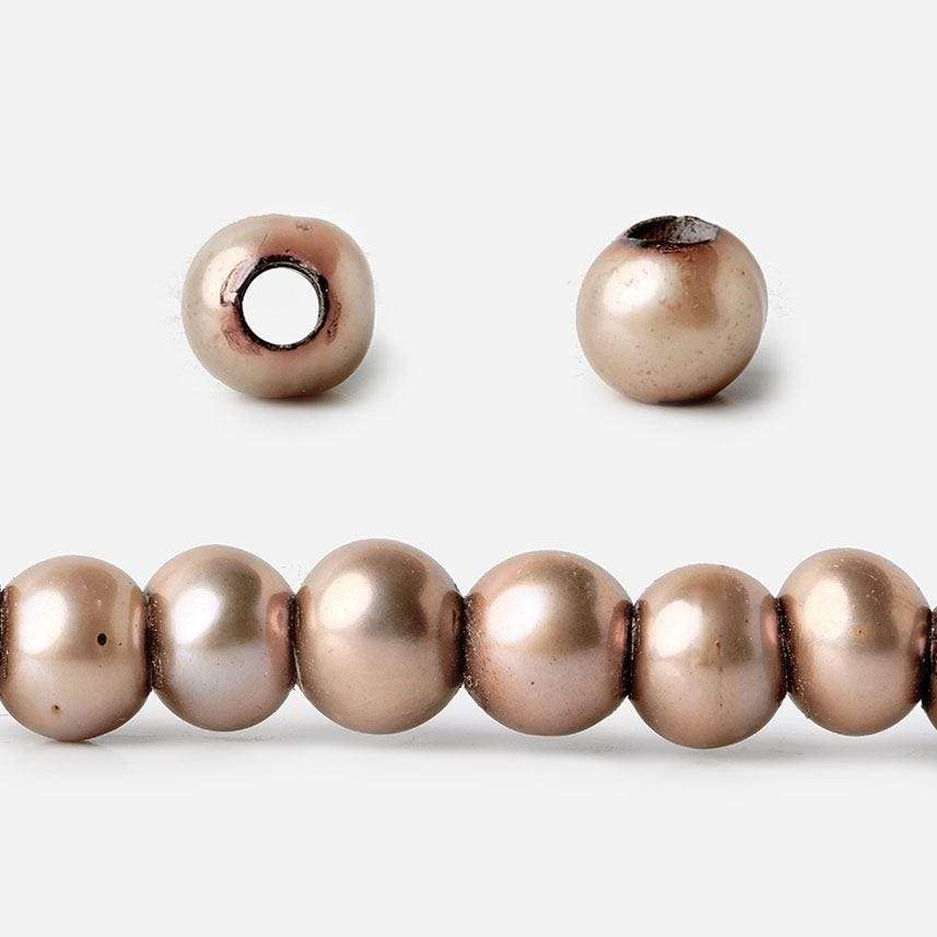 6-7mm Champagne Large Hole Off Round Freshwater Pearl 2.5mm drill hole, 15 inch, 75 pieces