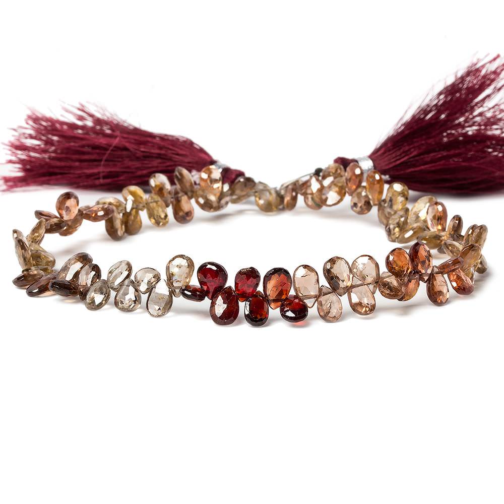 6-7mm Champagne, Red and Cognac Zircon Pear Briolette 10 inch 80 pieces