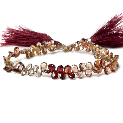 6-7mm Champagne, Red and Cognac Zircon Pear Briolette 10 inch 80 pieces