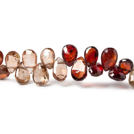 6-7mm Champagne, Red and Cognac Zircon Pear Briolette 10 inch 80 pieces