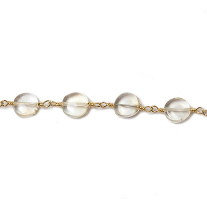 6-7mm Citrine plain coin Gold Chain by the foot