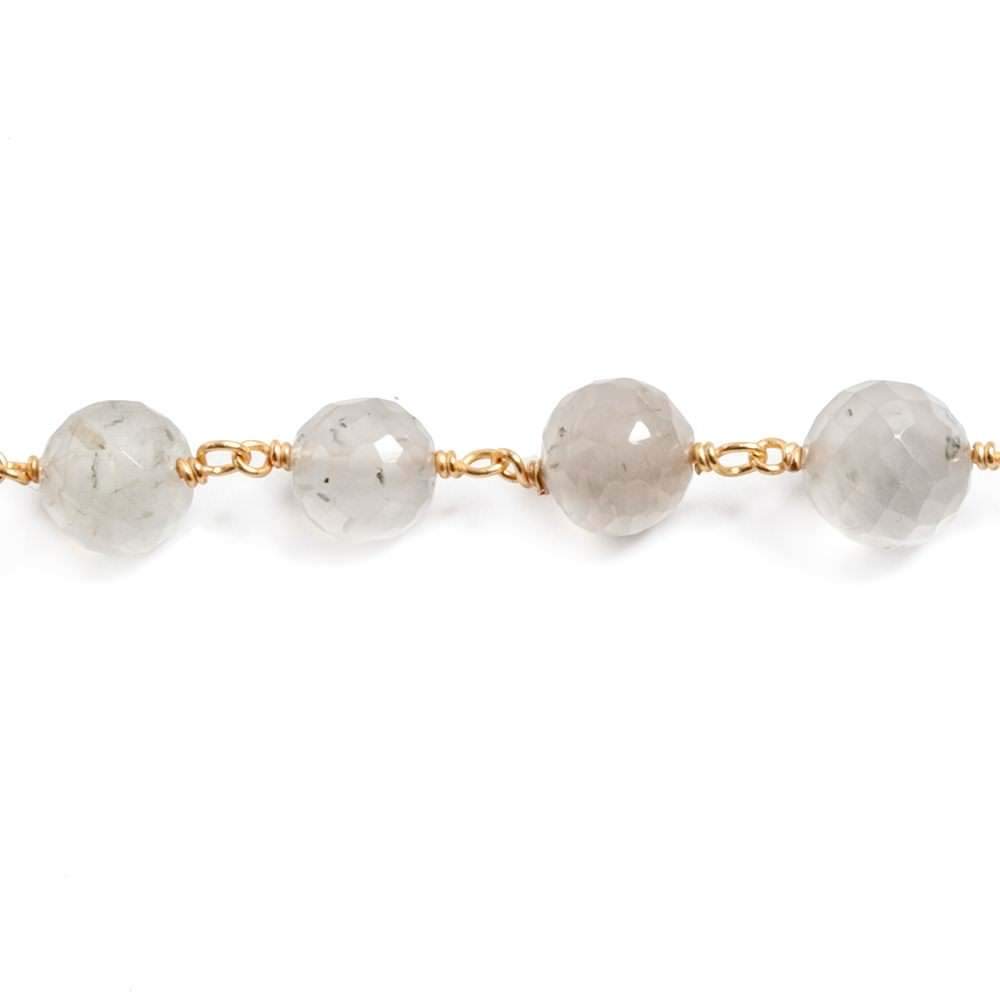6-7mm Cream Moonstone faceted round Vermeil Chain by the foot 27 beads