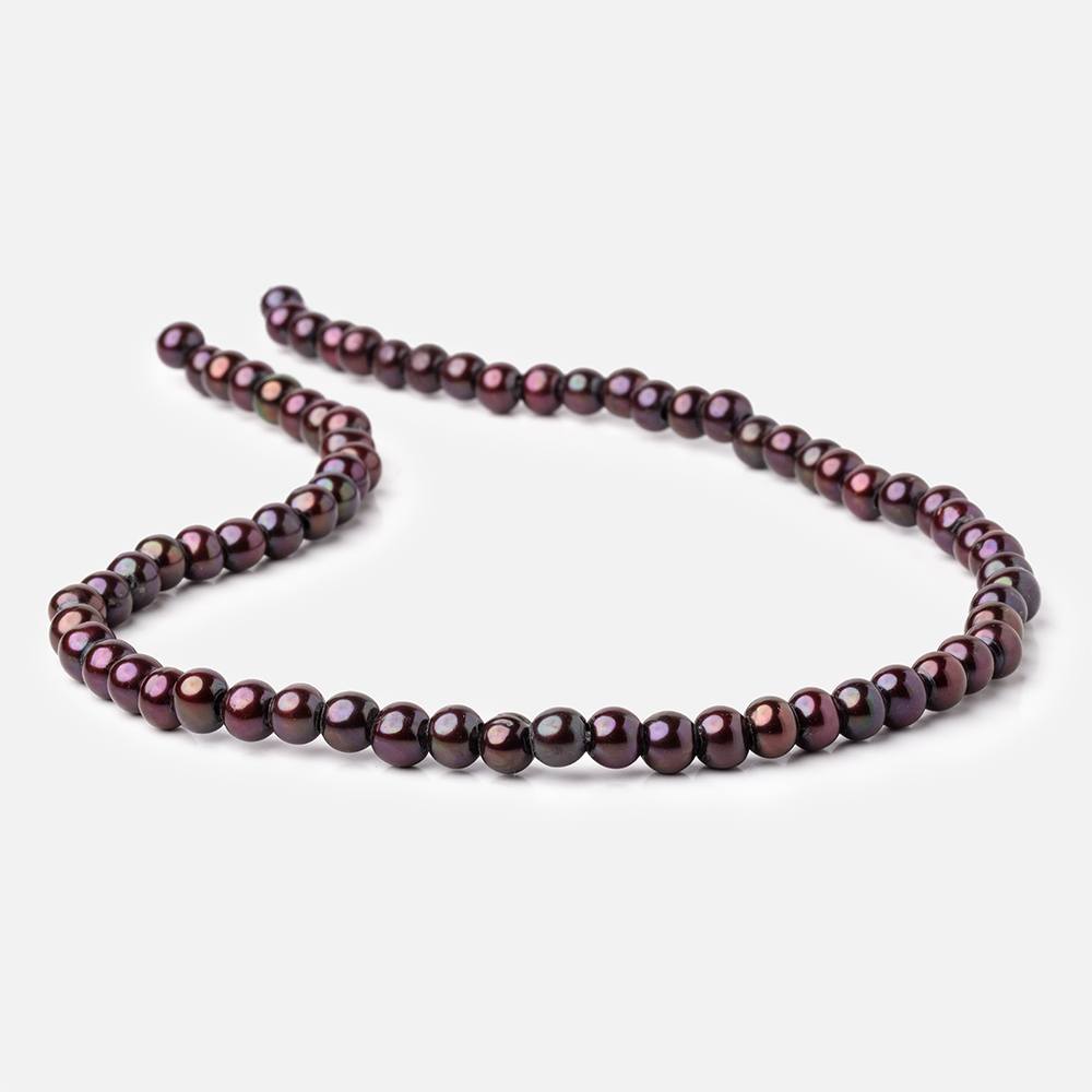 6-7mm Dark Wine Red Large Hole Off Round Freshwater Pearls 2.5mm ID 72 pcs