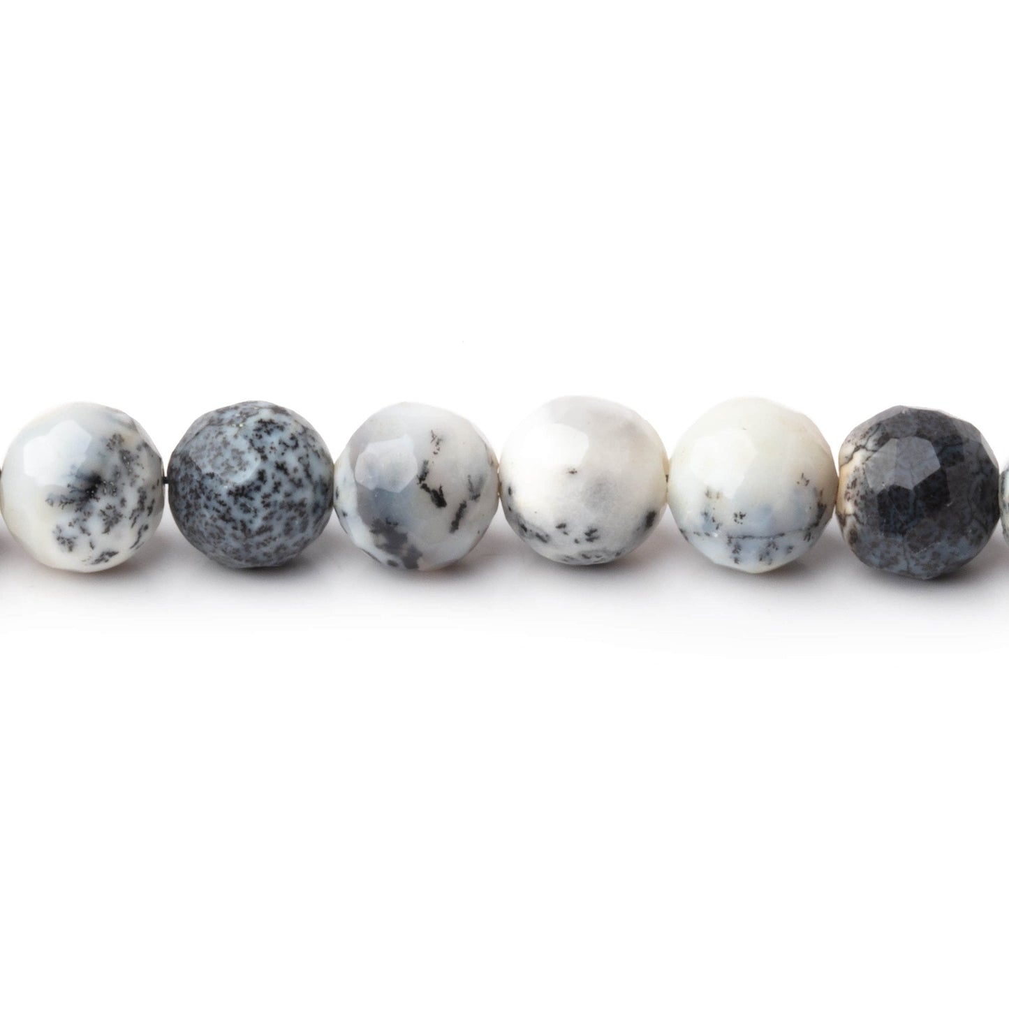 6-7mm Dendritic Opal Faceted Round Beads 8 inch 29 pieces