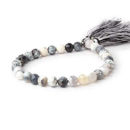 6-7mm Dendritic Opal Faceted Round Beads 8 inch 29 pieces