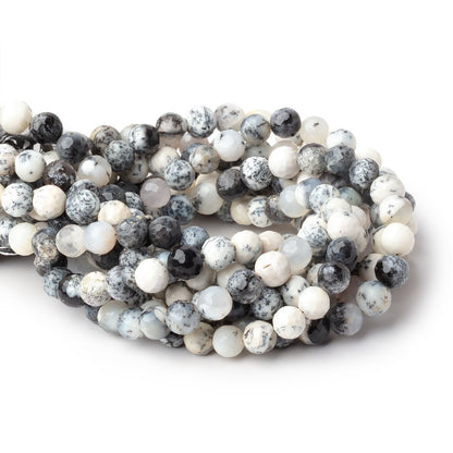 6-7mm Dendritic Opal Faceted Round Beads 8 inch 29 pieces